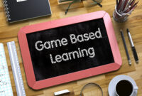 Game Based Learning Concept on Small Chalkboard. Game Based Learning Handwritten on Small Chalkboard. 3d Rendering.