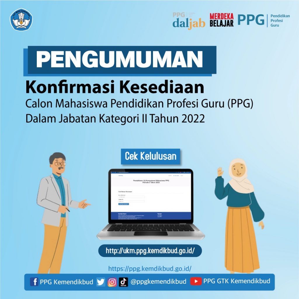 Terbaru, Pengumuman Konfirmasi Kesediaan PPG Daljab Kategori 2 Tahun ...