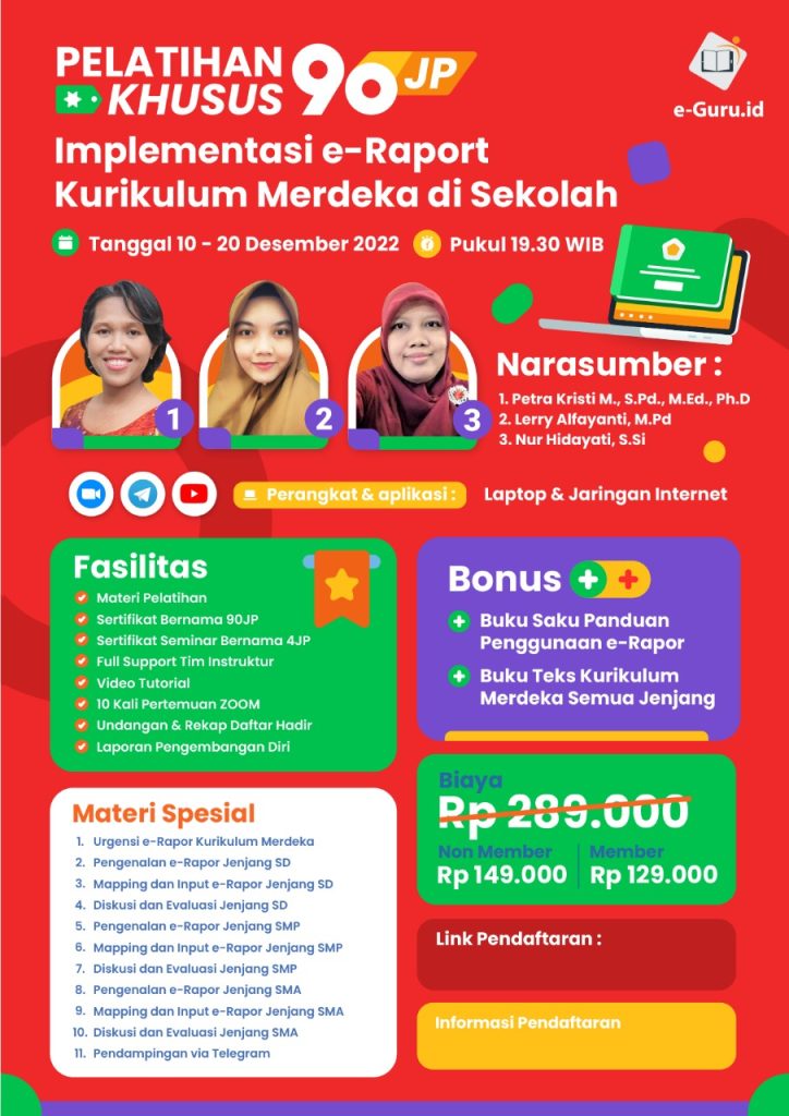 Segera Daftar! Pelatihan Khusus 90JP : Implementasi E-Rapor Kurikulum ...