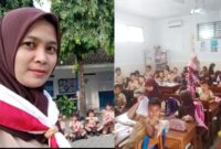 Foto: GTT asal Kudus, Ratna Sari Hariyanti saat sedang mengajar siswa-siswinya