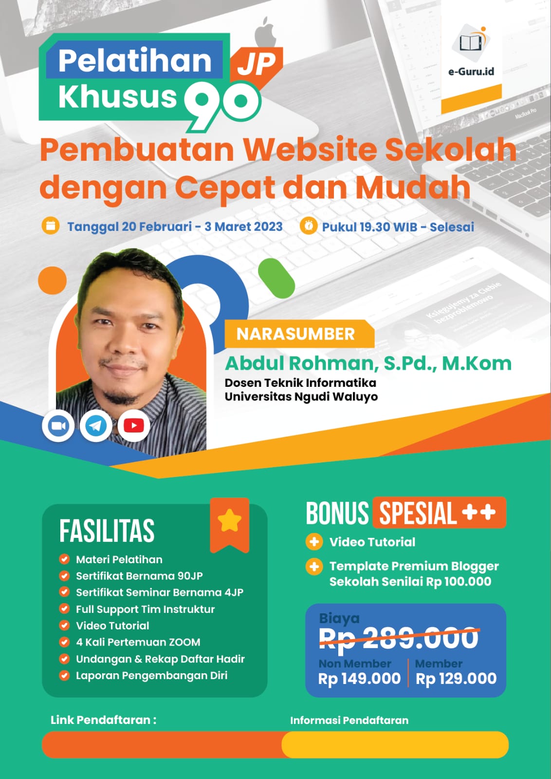 Pelatihan Khusus Bersertifikat 90 JP : Pembuatan Website Sekolah Dengan ...