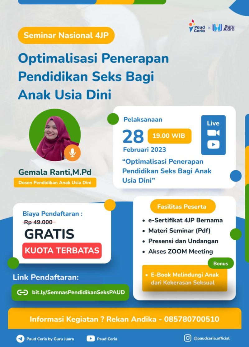 Jangan Sampai Terlewat! Seminar Nasional Gratis Mengenai Penerapan  Pendidikan Seks Bagi Anak Usia Dini - NaikPangkat.com