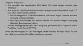 Download Format Pakta Integritas untuk Lapor Diri Piloting PPG Daljab 2024