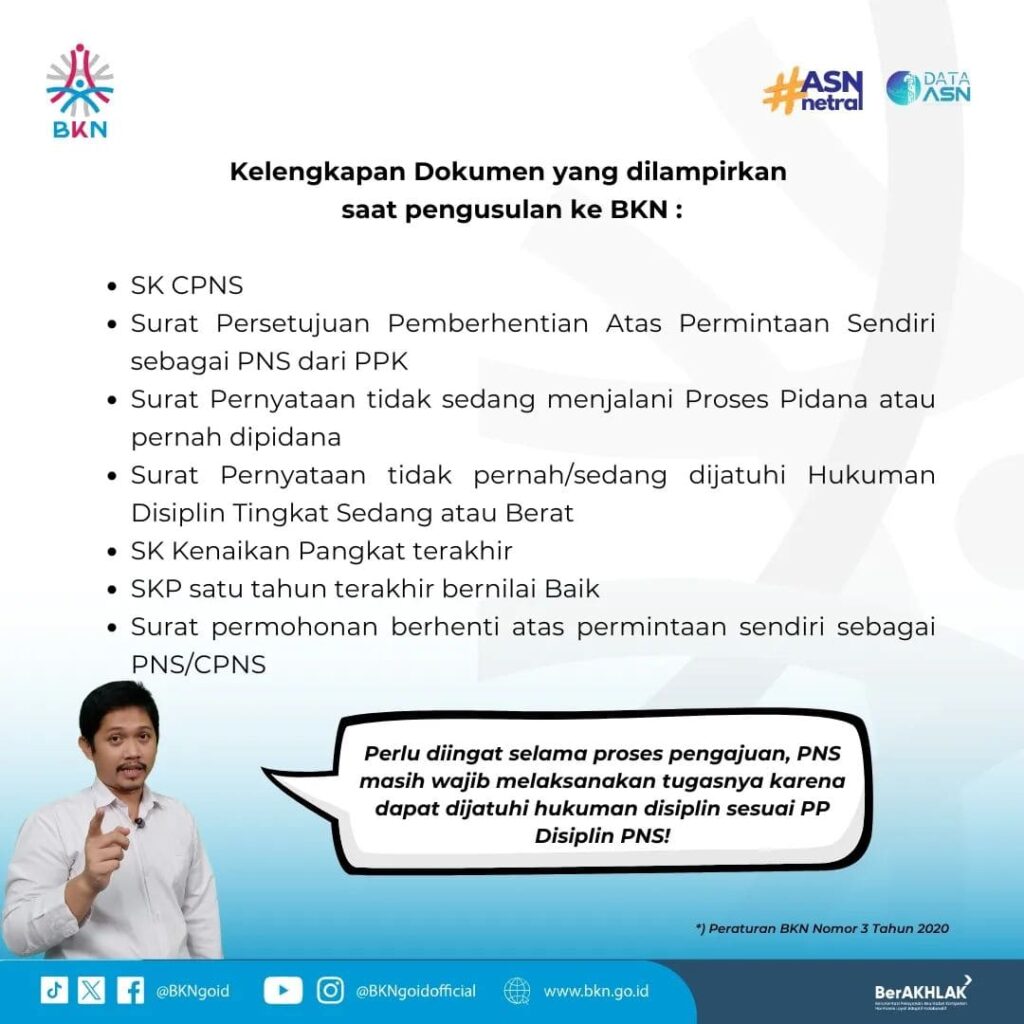 Syarat dan dokumen penduran diri dari pns