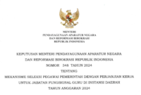 Dokumen KepMenPANRB no.348 tahun 2024 tentang Mekanisme Seleksi PPPK guru tahun 2024